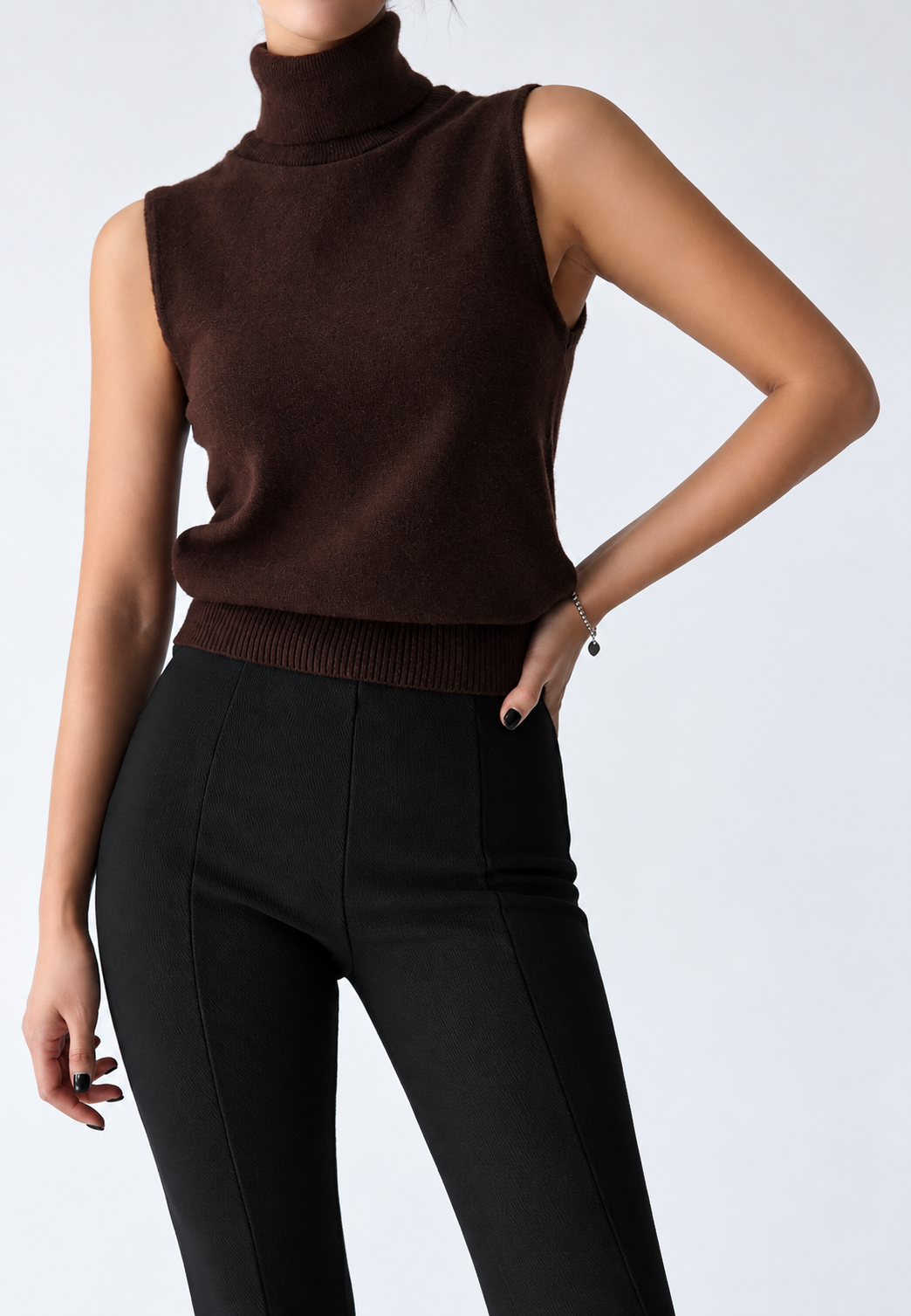 Blusa de punto sin mangas con cuello alto - Velia