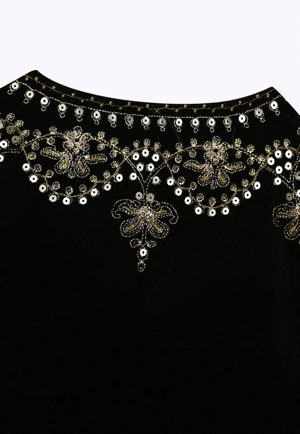 Chaleco mujer terciopelo bordado floral - Celina