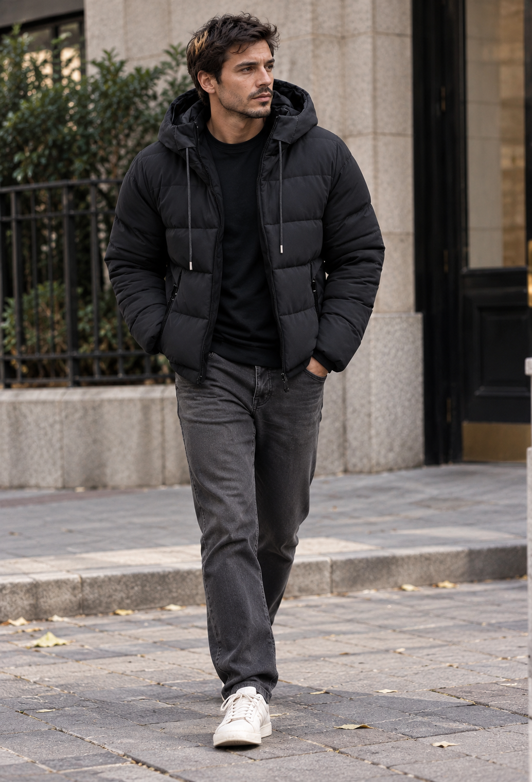 Chaqueta acolchada hombre capucha ajustable corte regular acabado mate - Nereo