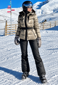 Chaqueta acolchada mujer capucha cinturón ajustable bolsillos cremallera - Eliane