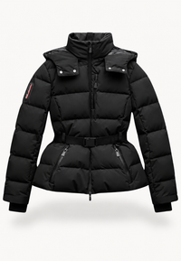 Chaqueta acolchada mujer cinturón ajustable capucha cuello alto - Mirel