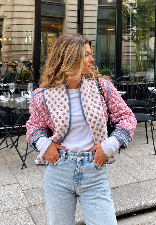 Chaqueta acolchada mujer estampado paisley combinado ribetes - Norelia