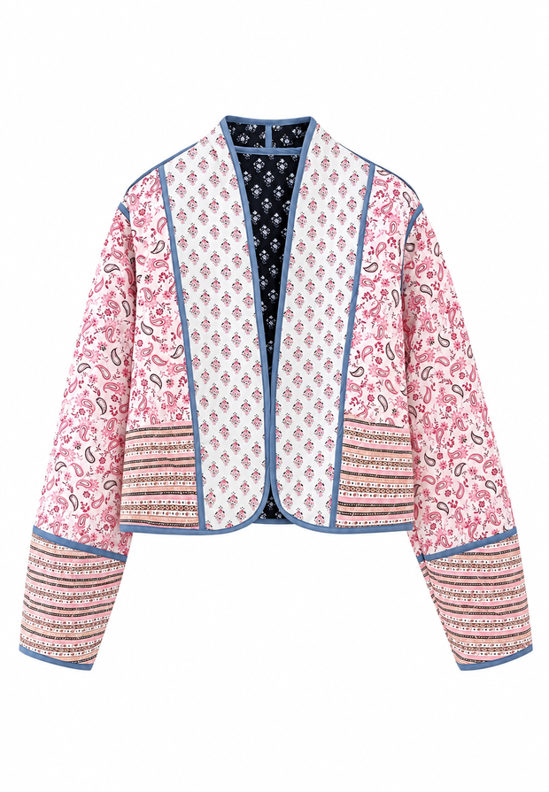 Chaqueta acolchada mujer estampado paisley combinado ribetes - Norelia