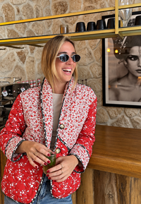 Chaqueta acolchada mujer floral patchwork botones - Belemina