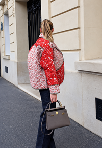 Chaqueta acolchada mujer floral patchwork botones - Belemina