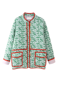 Chaqueta acolchada mujer floral ribetes contraste alamares - Celindra