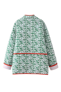 Chaqueta acolchada mujer floral ribetes contraste alamares - Celindra