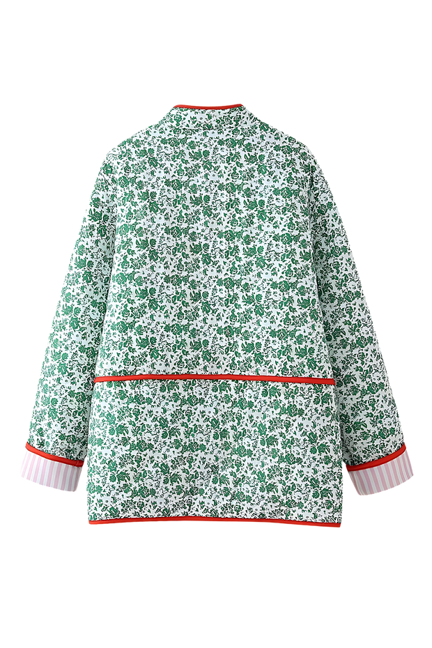 Chaqueta acolchada mujer floral ribetes contraste alamares - Celindra
