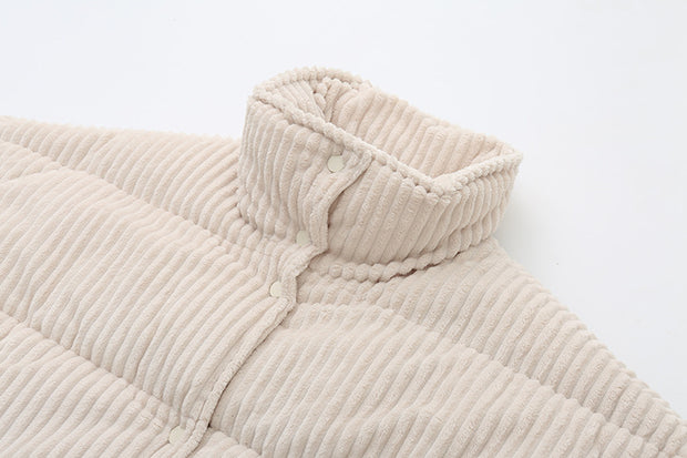 Chaqueta acolchada pana mujer cuello alto corte amplio - Marit