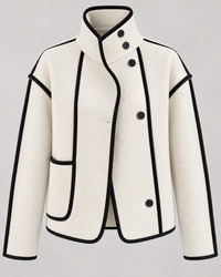 Chaqueta corta mujer cuello alto ribetes contraste - Ophélie