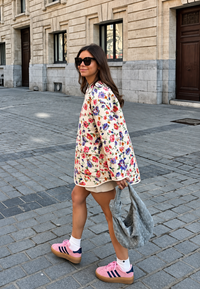 Chaqueta floral mujer acolchado rombos botones delanteros - Elizabeth