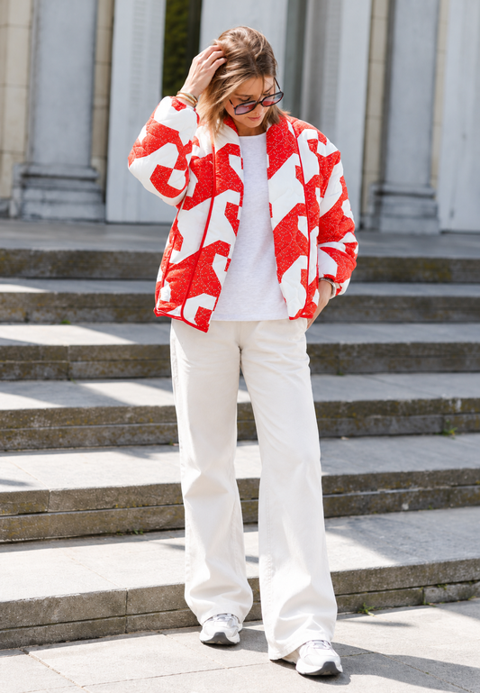 Chaqueta kimono mujer estampado abstracto geométrico acolchado - Madelon