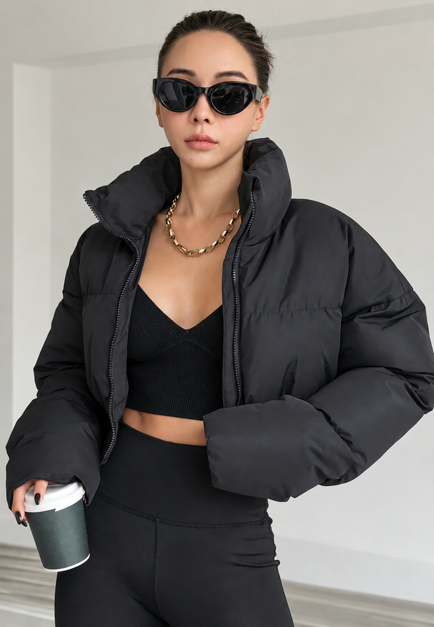 Chaqueta mujer acolchada corta cuello alto cremallera - Zaira