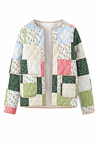 Chaqueta mujer acolchada cuadros florales estilo patchwork - Fabiola