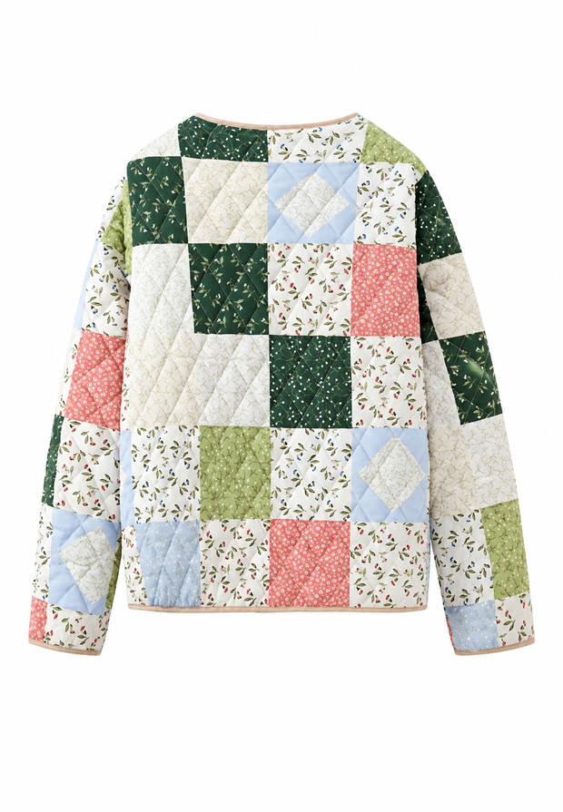 Chaqueta mujer acolchada cuadros florales estilo patchwork - Fabiola