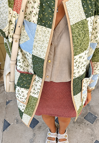 Chaqueta mujer acolchada cuadros florales estilo patchwork - Fabiola