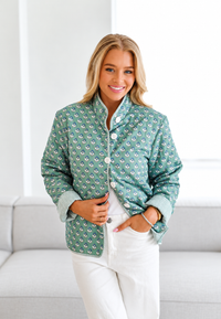 Chaqueta mujer acolchada microfloral cuello alto botones - Bodil