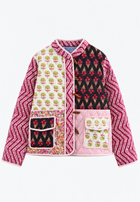Chaqueta mujer acolchado floral mangas zigzag botones - Adriane