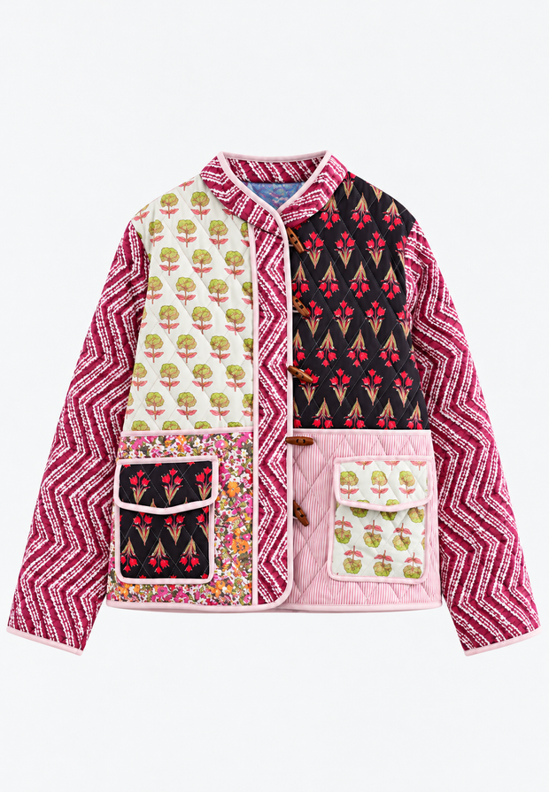 Chaqueta mujer acolchado floral mangas zigzag botones - Adriane
