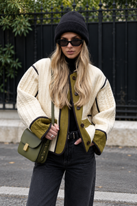 Chaqueta mujer acolchado vertical ribetes en contraste - Vesna