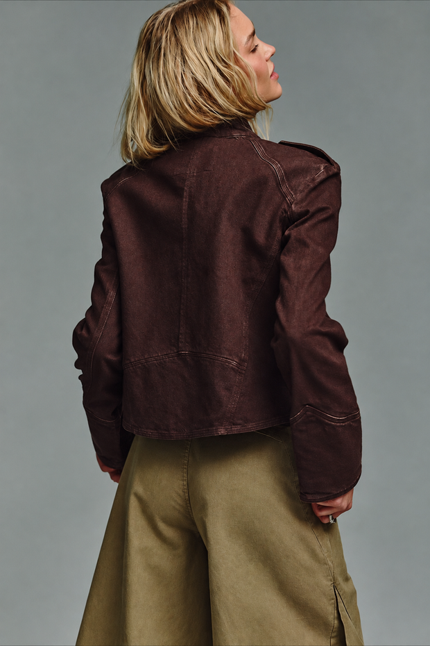 Chaqueta mujer corta cuello mao botones decorativos - Arlet