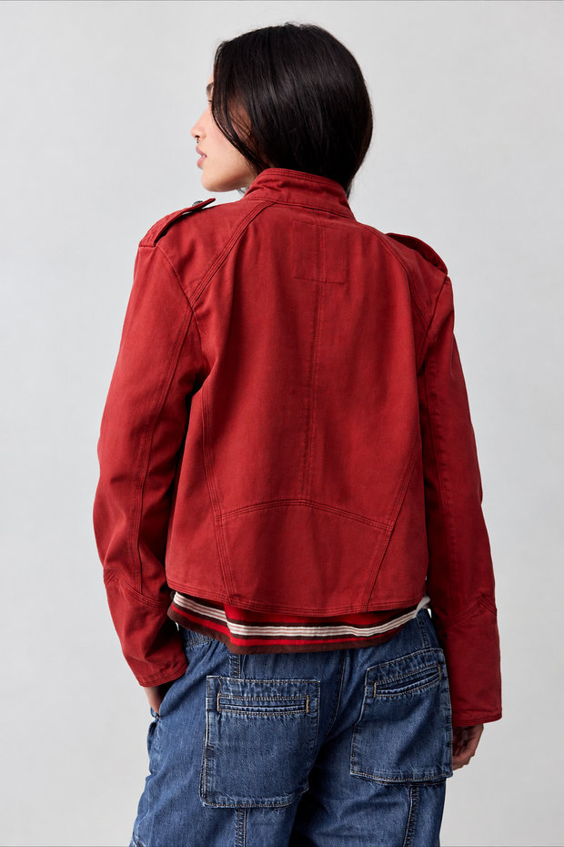 Chaqueta mujer corta cuello mao botones decorativos - Arlet