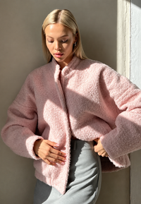 Chaqueta mujer efecto borreguito oversize cuello alto - Odette