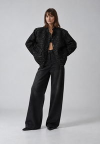 Chaqueta mujer efecto tweed lentejuelas cuello redondo - Mirelle
