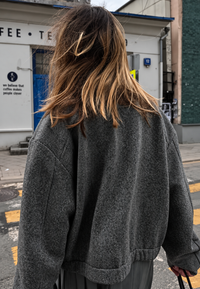 Chaqueta mujer espiga cuello alto cremallera - Saura