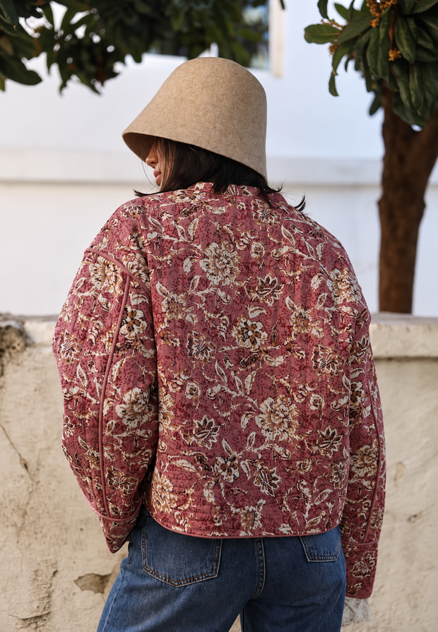 Chaqueta mujer estampado floral acolchado rombos ribetes - Orsina