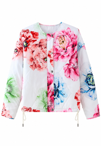 Chaqueta mujer estampado floral flores grandes bajo ajustable - Fiorenza