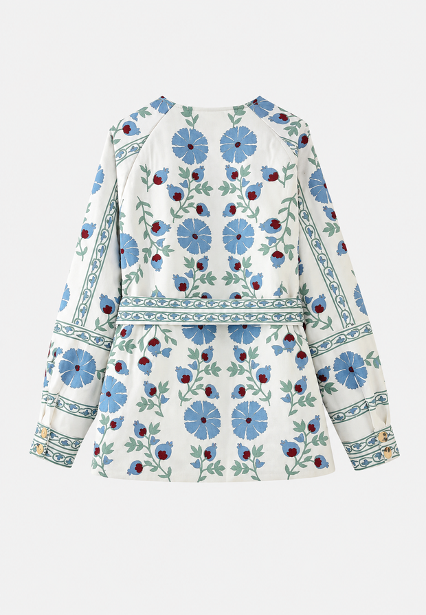 Chaqueta mujer floral cinturón ajustable manga larga - Jette