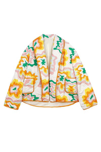 Chaqueta mujer flores grandes acolchado de rombos estilo boho - Mirthe