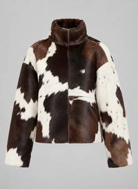 Chaqueta mujer pelo sintético estampado de vaca cuello alto - Gesine