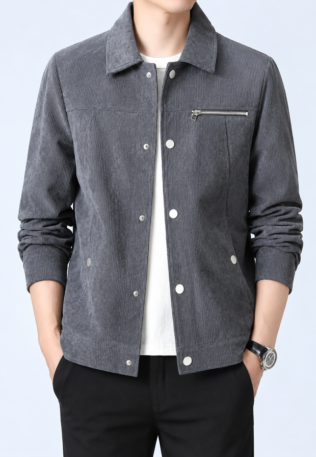 Chaqueta pana hombre cuello camisero bolsillo pecho cremallera - Amaury