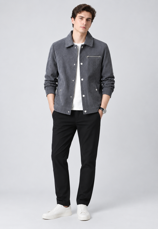 Chaqueta pana hombre cuello camisero bolsillo pecho cremallera - Amaury