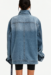 Chaqueta vaquera denim mujer cuello alto botones laterales - Maura