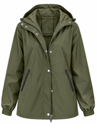 Chubasquero impermeable mujer capucha bolsillos cremallera - Verena