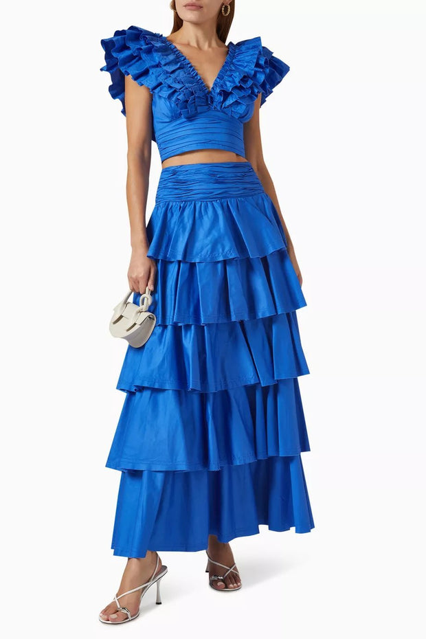 Conjunto de volantes Amelia con escote en V