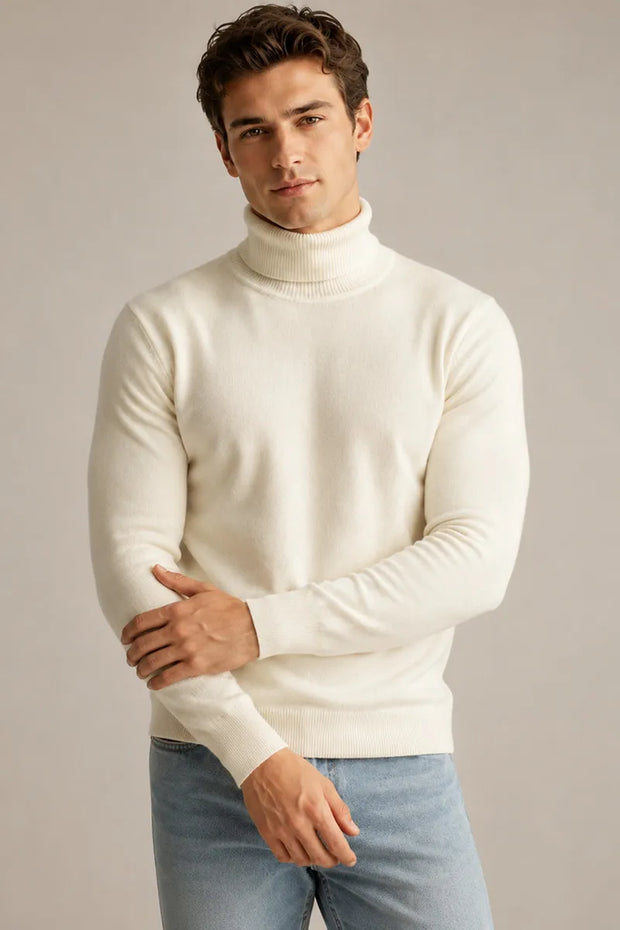 Jersey hombre cuello vuelto slim fit punto liso - Caspar