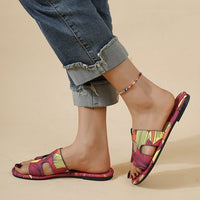 Sandalias planas mujer diseño tropical multicolor - Kaia