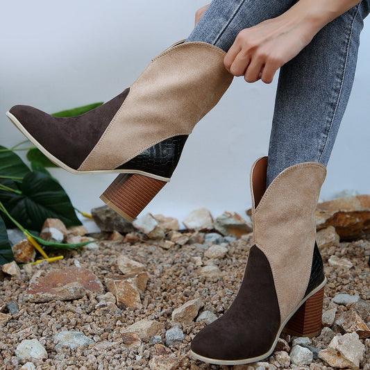 Botines para mujer de ante con tacón cuadrado - Norine