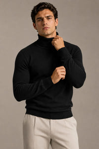 Jersey hombre cuello vuelto slim fit punto liso - Caspar