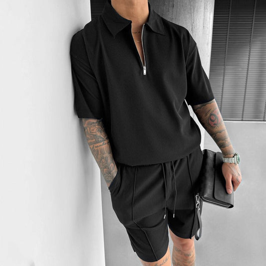 Conjunto para hombre de tejido acanalado con cremallera estilo casual - Iker