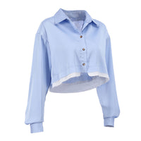Jane - Camisa cruzada desestructurada con botones de efecto lavado