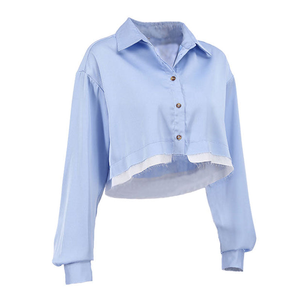 Jane - Camisa cruzada desestructurada con botones de efecto lavado