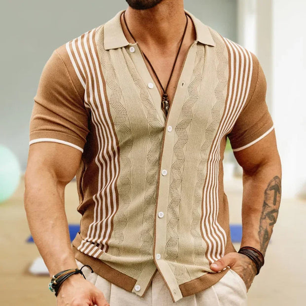 Camisa hombre punto vintage con rayas- Renato