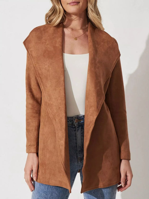 Chaqueta de ante suave con cuello amplio - Celinne
