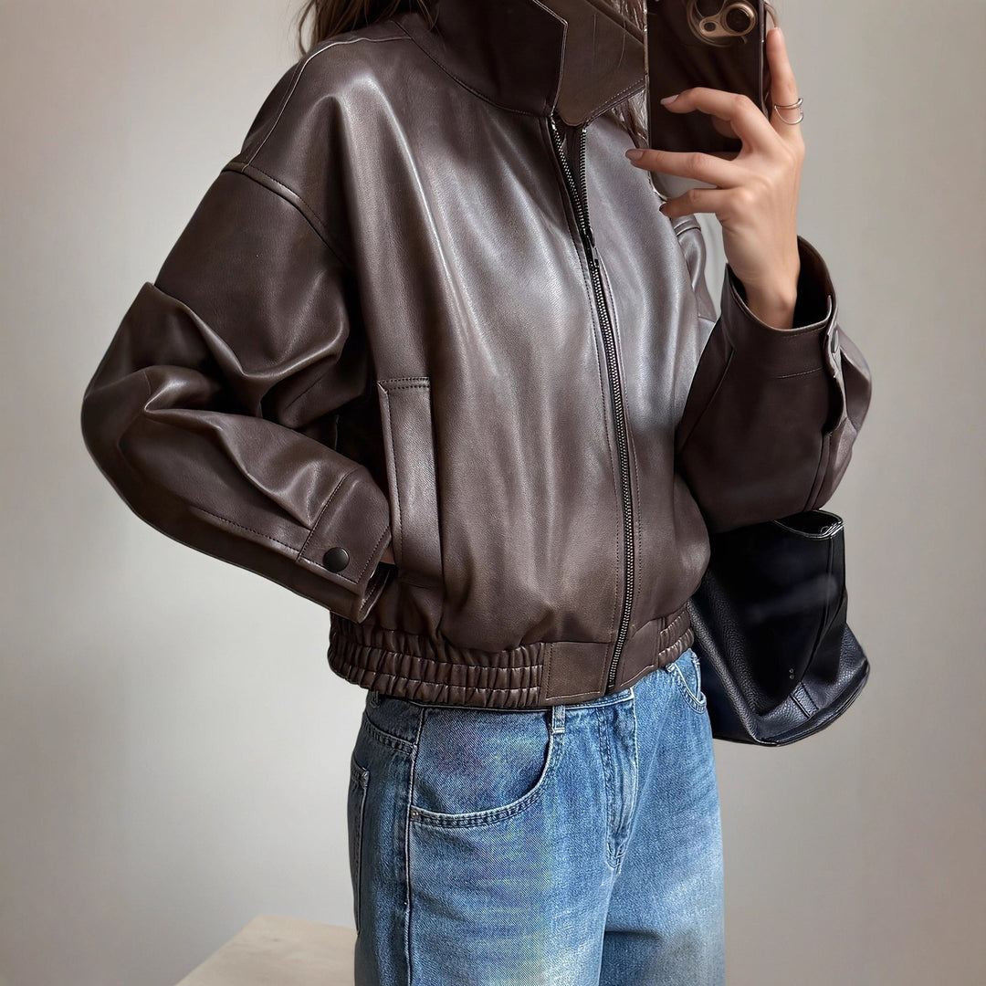 Chaqueta de cuero de manga larga para mujer - Elvira