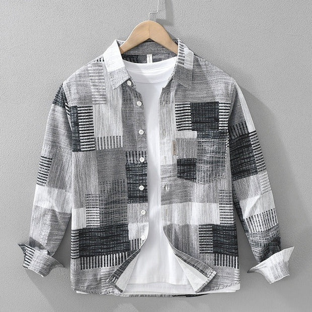 Camisa para hombre algodón estampado patchwork estilo casual - Hector